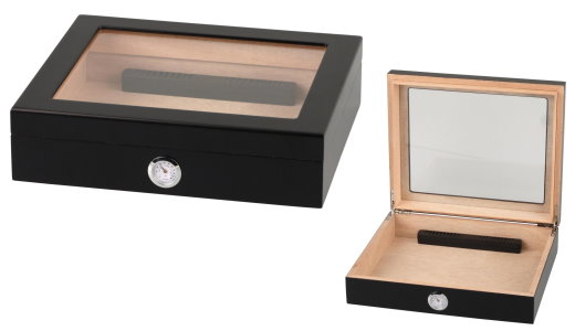 Basic Humidor Schwarz 20, mit Sichtfenster