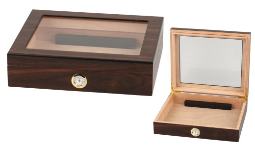 Basic Humidor Wallnuss 20, mit Sichtfenster