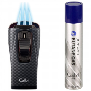 Colibri Triple Jetflame Monaco II Carbon, mit Gas (vier Farben)